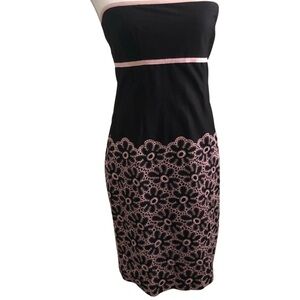 Anthropologie Cynthia Steefe Baby Doll Strapless Dress Brown Pink SZ Medium EUC